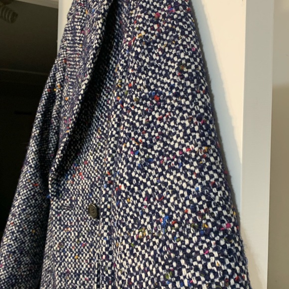 J.Crew Speckled Navy Tweed Coat | Wool Blend Overcoat | Size 8 H2018 - Picture 5 of 8